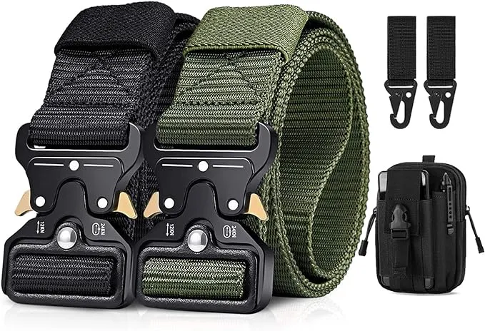 BESTKEE Tactical Belt, Men&#039;s Military Work Stretch Nylon Hiking Belts with Heavy