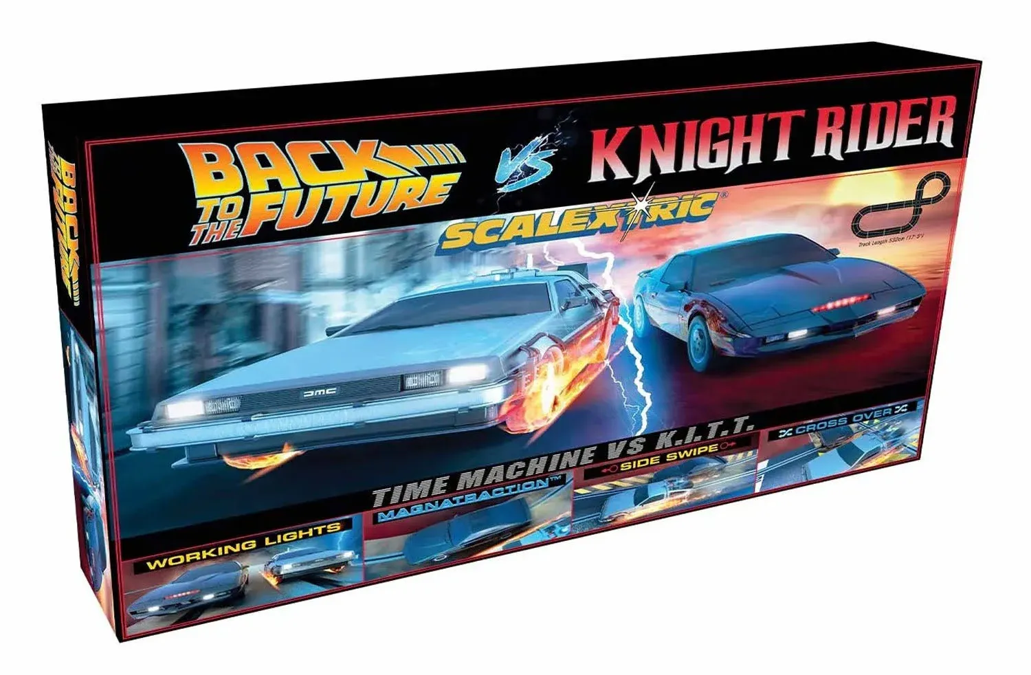 Scalextric 1980s TV - Back to The Future Vs Knight Rider Slot Car Race Set C1431t