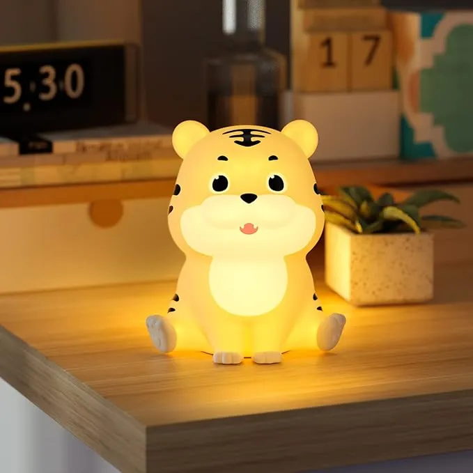 Kids Night Light Cute Tigersilicone Nursery Lamp For Baby And Toddleranimal Nigh