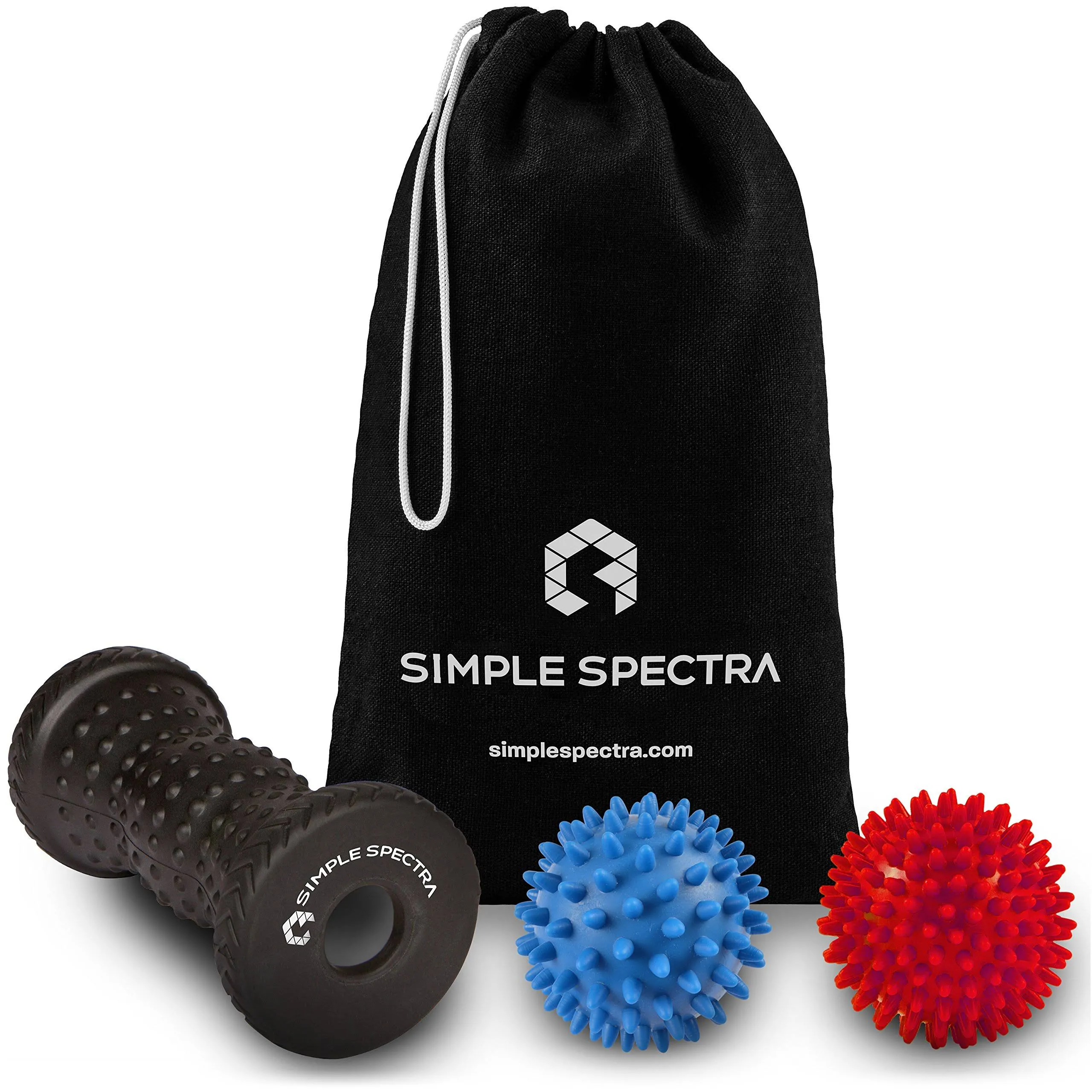 Foot Massager Roller &amp; Spiky Ball Therapy Set - Massage Tool for Muscle Pain Rel