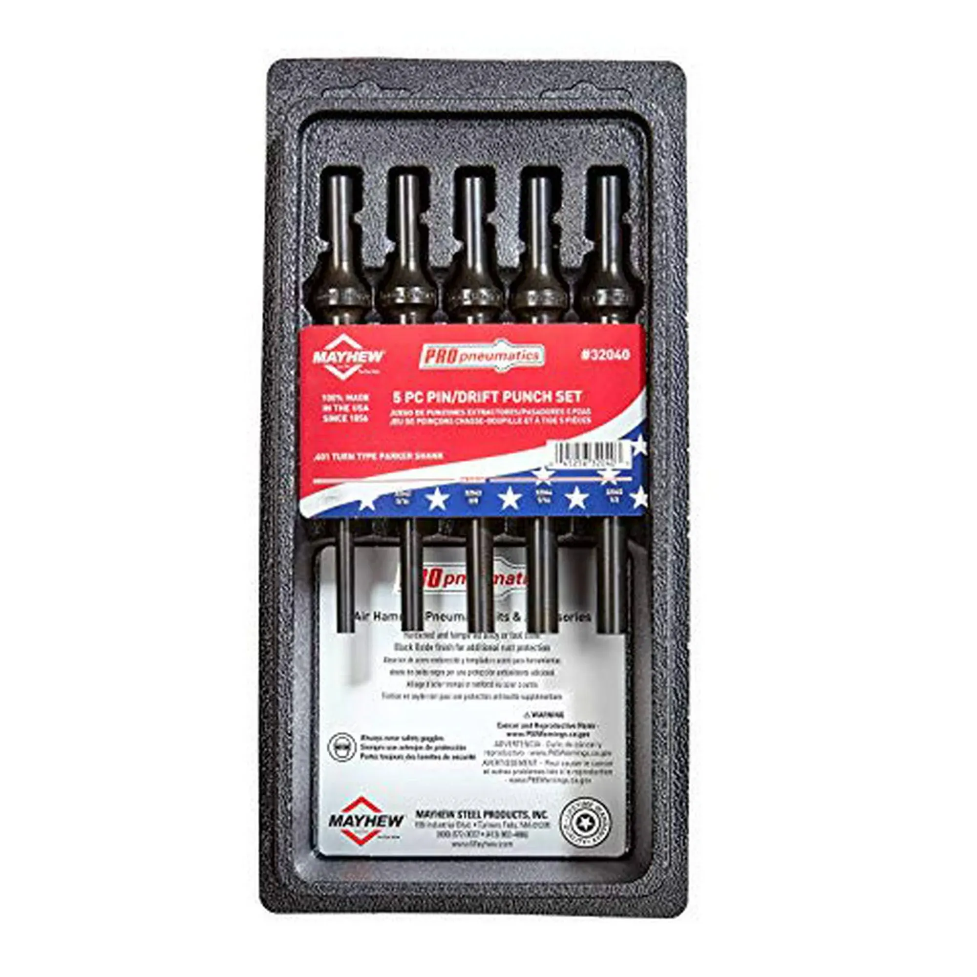 Mayhew MAY32040 Pneumatic Pin &amp; Drift Punch Set - 5 Piece