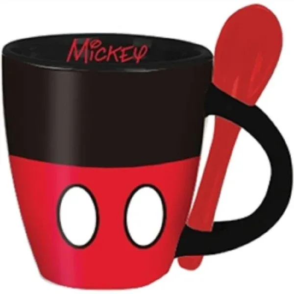 Classic Mickey Mouse Espresso Cup With Spoon Black Red