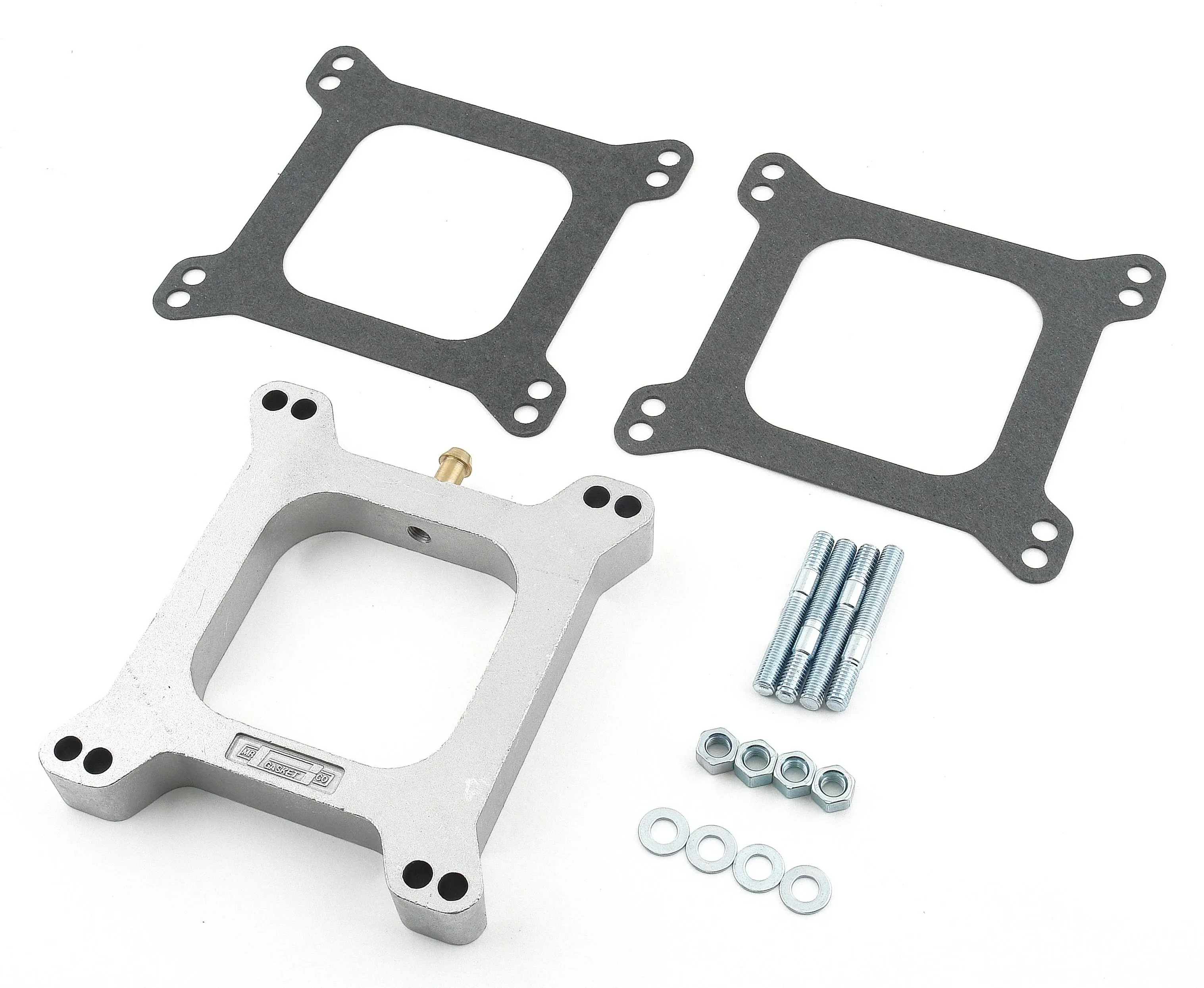 Mr Gasket 4945 Aluminum Carburetor Spacer Kit; 1 in. Open Center w/3/8 in. PCV Tube; Race Only;