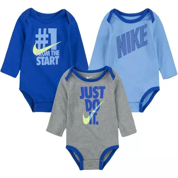 Nike Baby-boys Jordan Assorted 3 Pack BodySuit, Blue, 0 - 3 Months