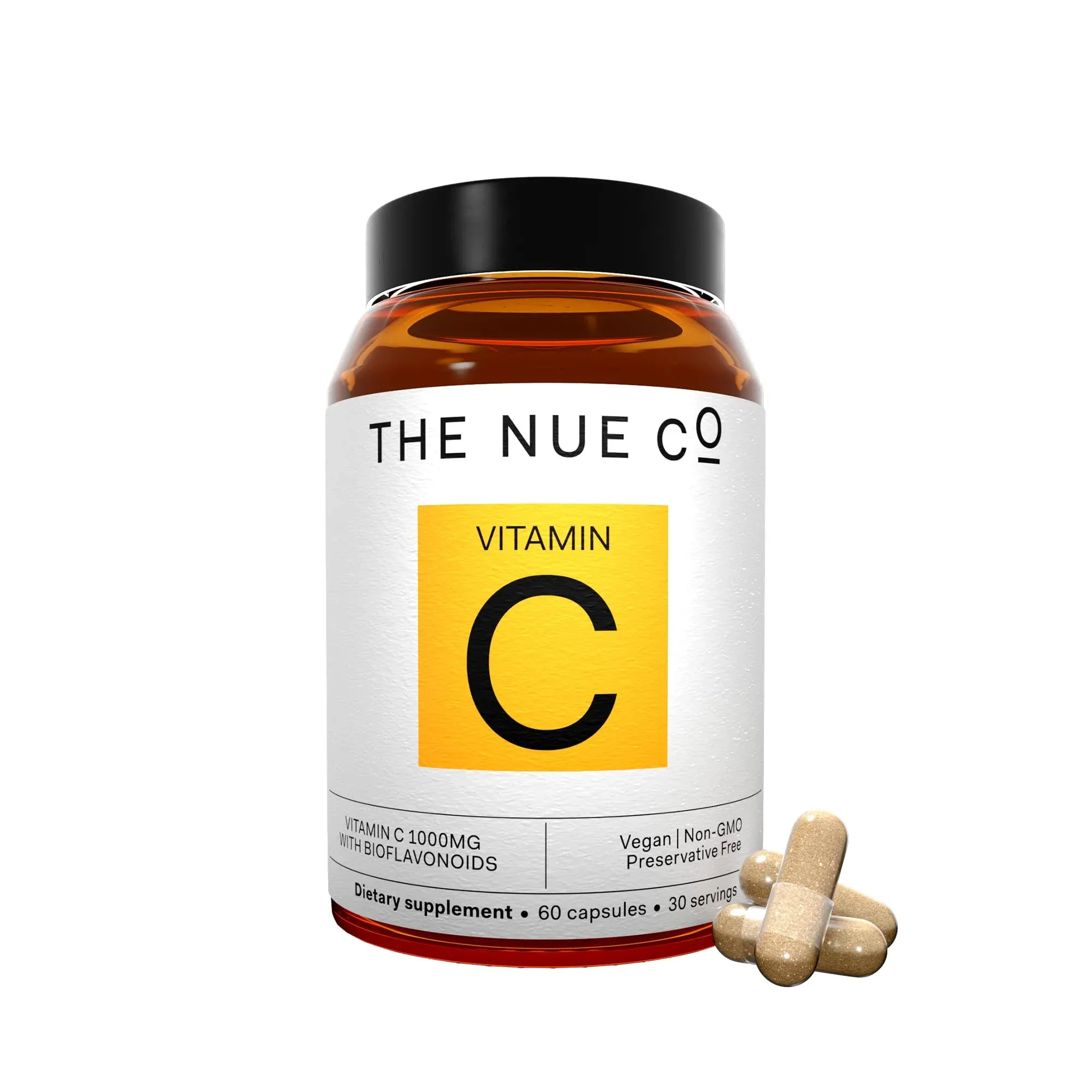 The Nue Co. Vitamin C Supplement for Glowing Skin &amp; Immunity Supplement, 60 Caps