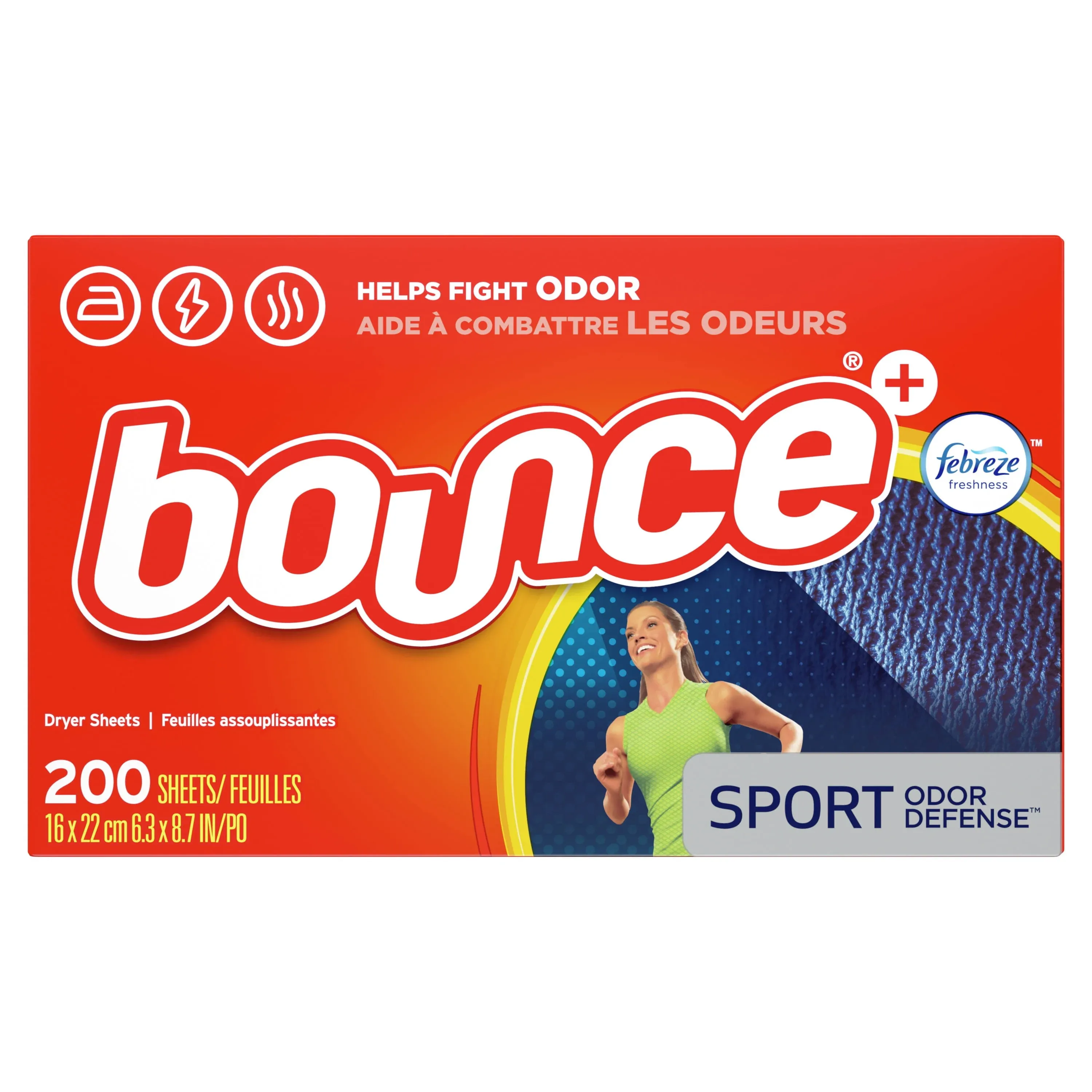 Bounce Dryer Sheets, Sport Odor Defense - 200 sheets