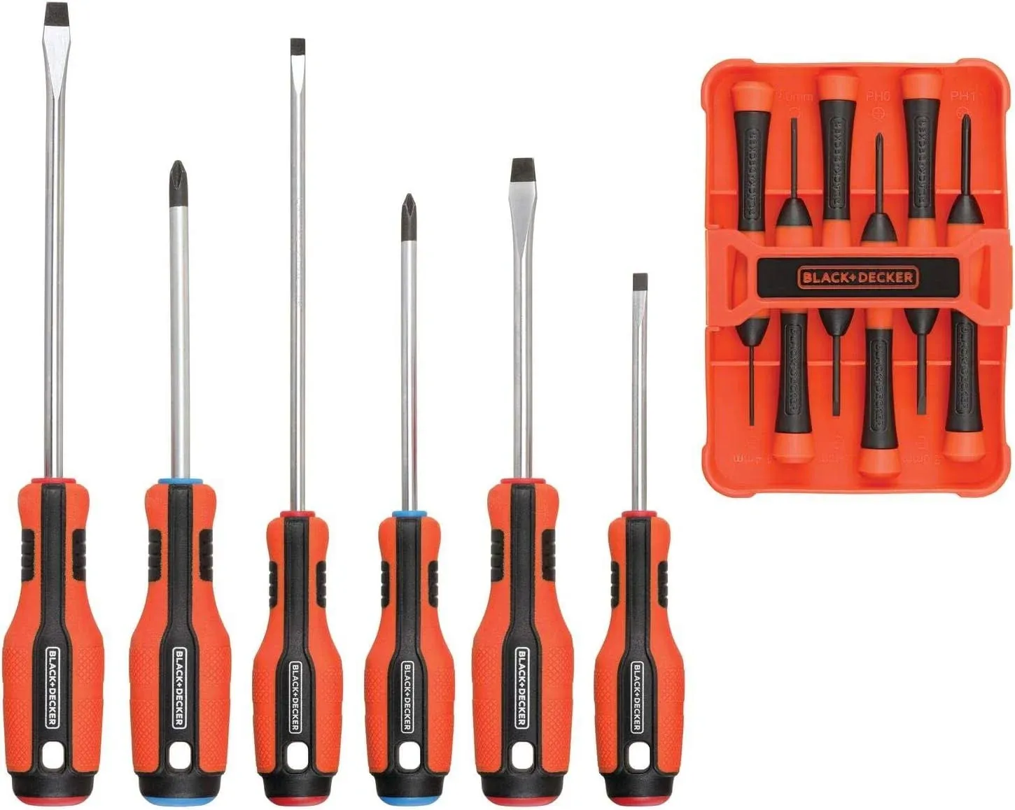 BLACK+DECKER Magnetic Screwdriver Set, Phillips, Flat Head, and Precision Screwdrivers, 12-Piece (BDHT65002)