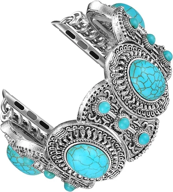 Apple Watch Band 38mm for Women Bohemian Antique iWatch Strap With Turquoise