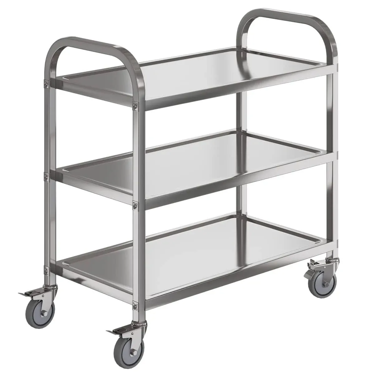 3 Shelf Stainless Steel Cart,400 Lbs,1Mm Thick，Serving Cart with Wheels, Househo