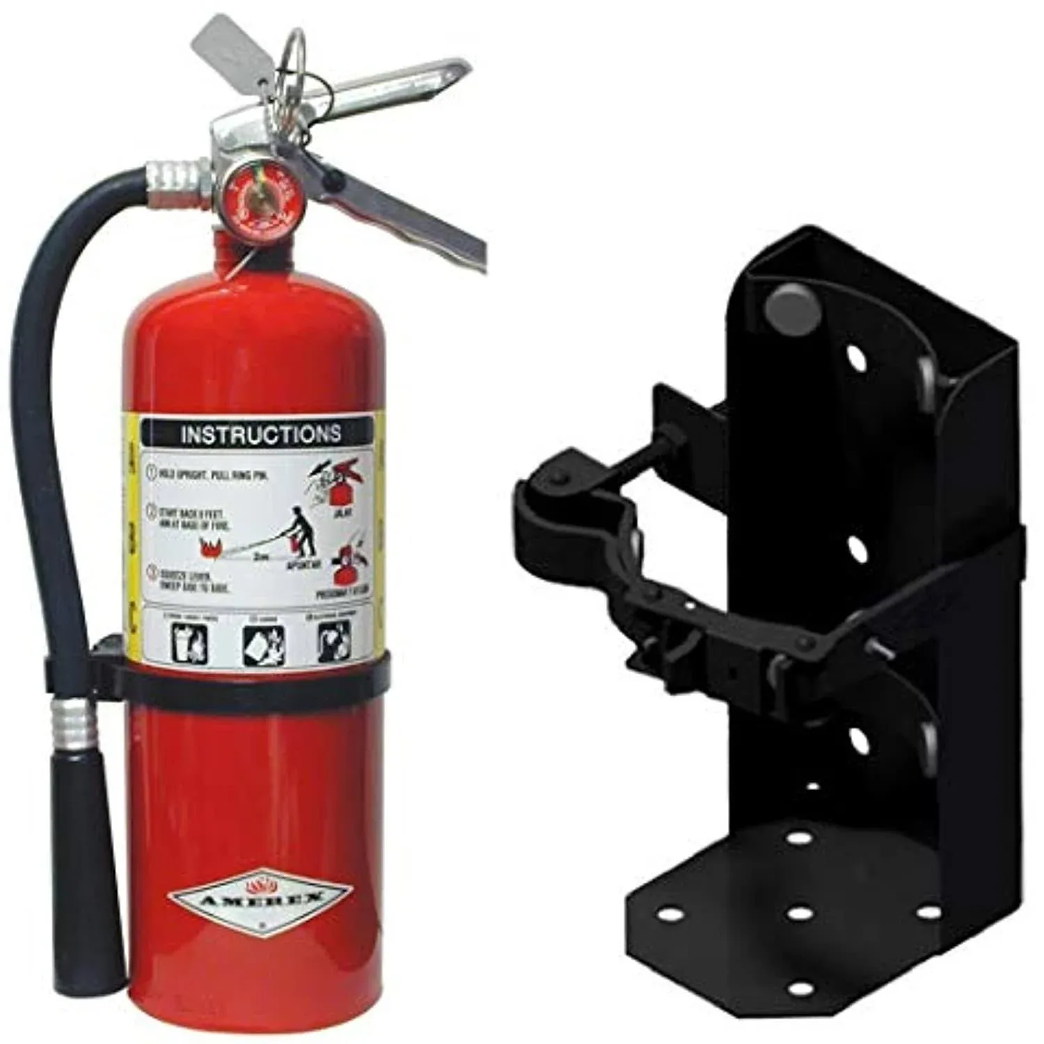 5 lbs Multi-Purpose ABC Dry Chemical Fire Extinguisher (2A:10B:C) Chrome, Wall Bracket, Aluminum Valve