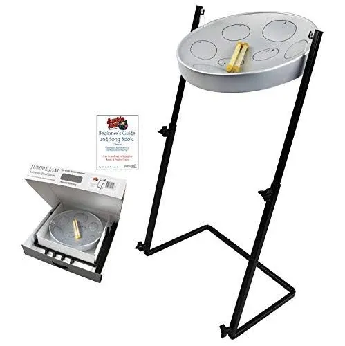 Jumbie Jam Steel Drum Kit - Metal Z-Floor Stand (G) Silver