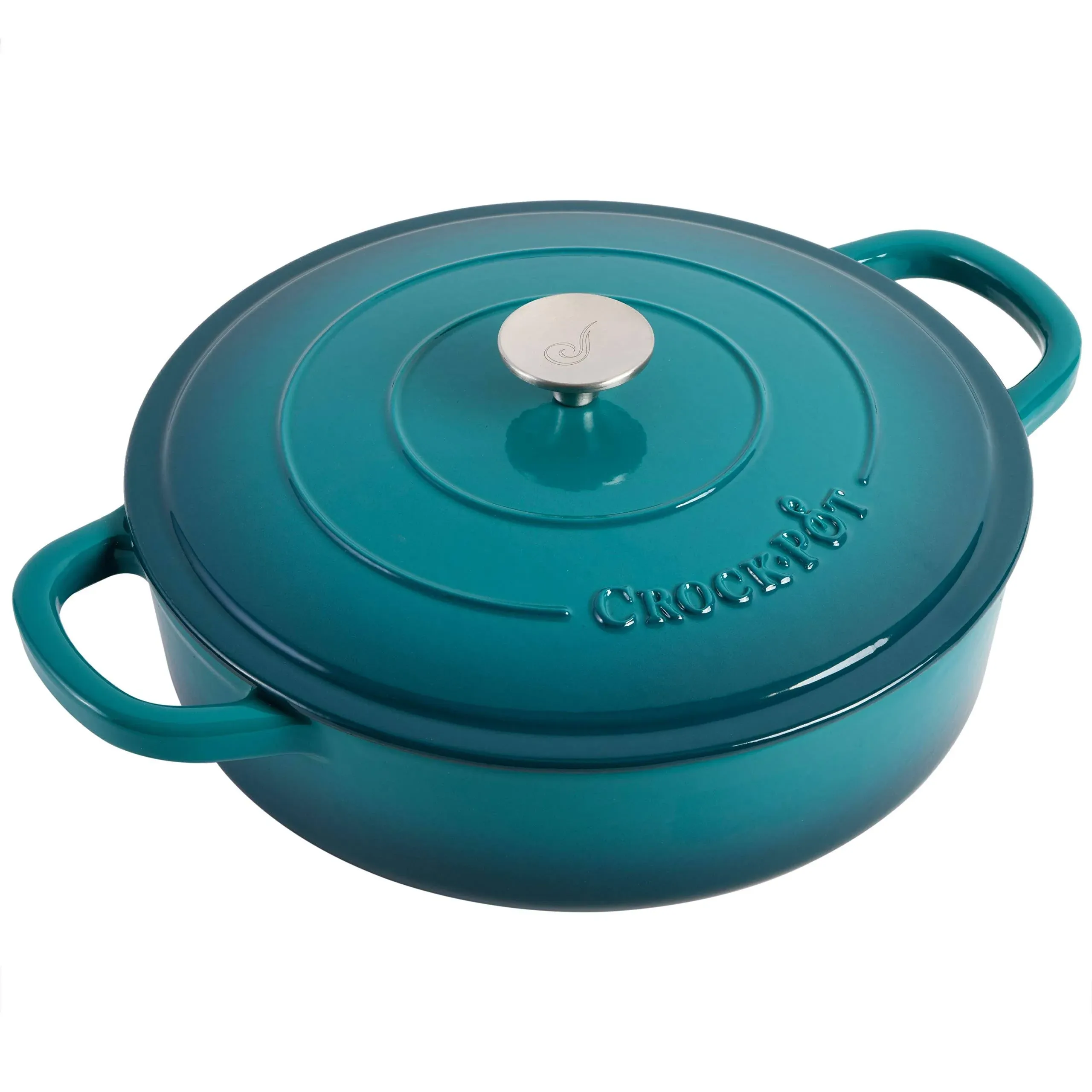 Crock Pot Artisan 5 Quart Enameled Cast Iron Braiser Pan - Teal Ombre