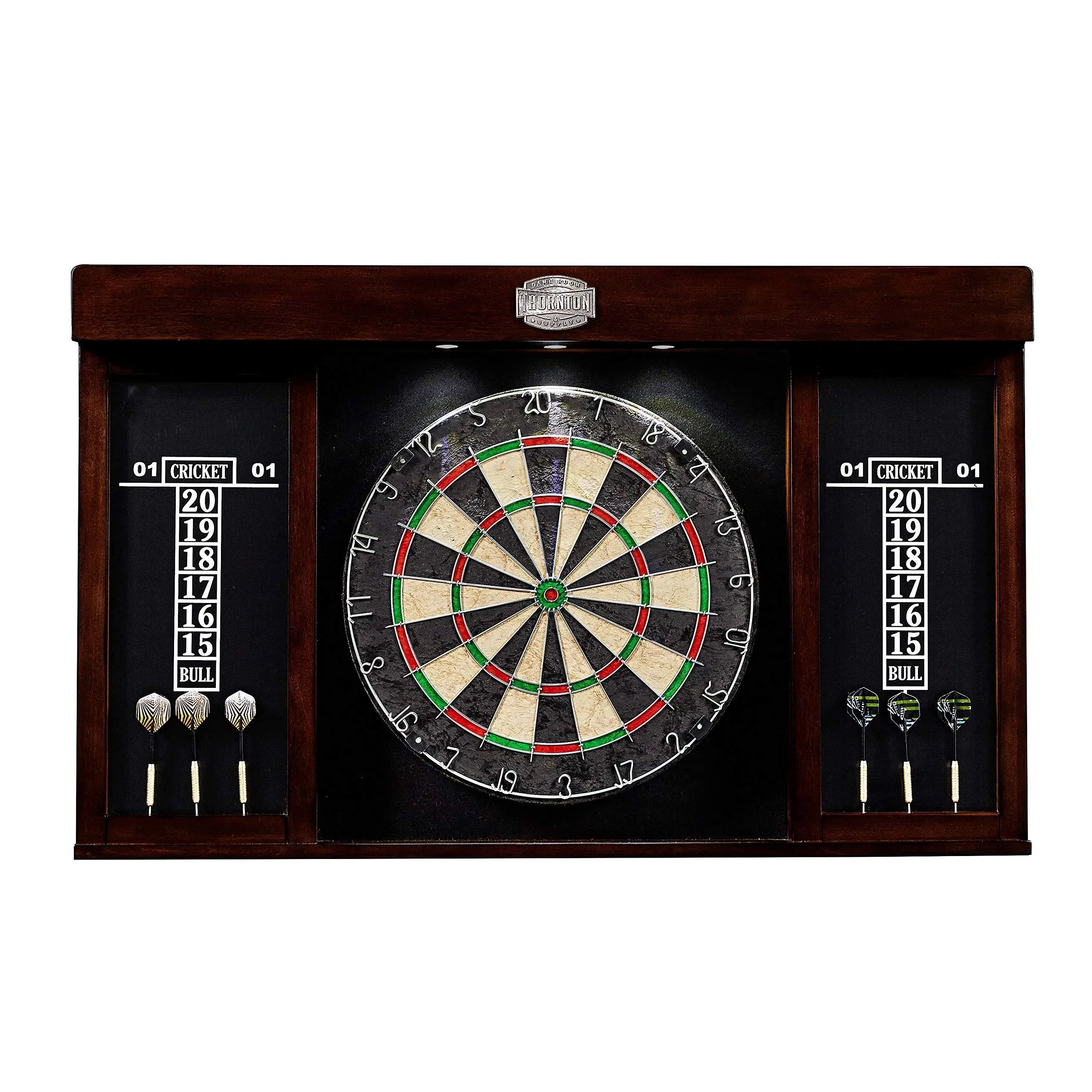 Thornton 40" Dartboard Cabinet with LED Lights - Brown/Black