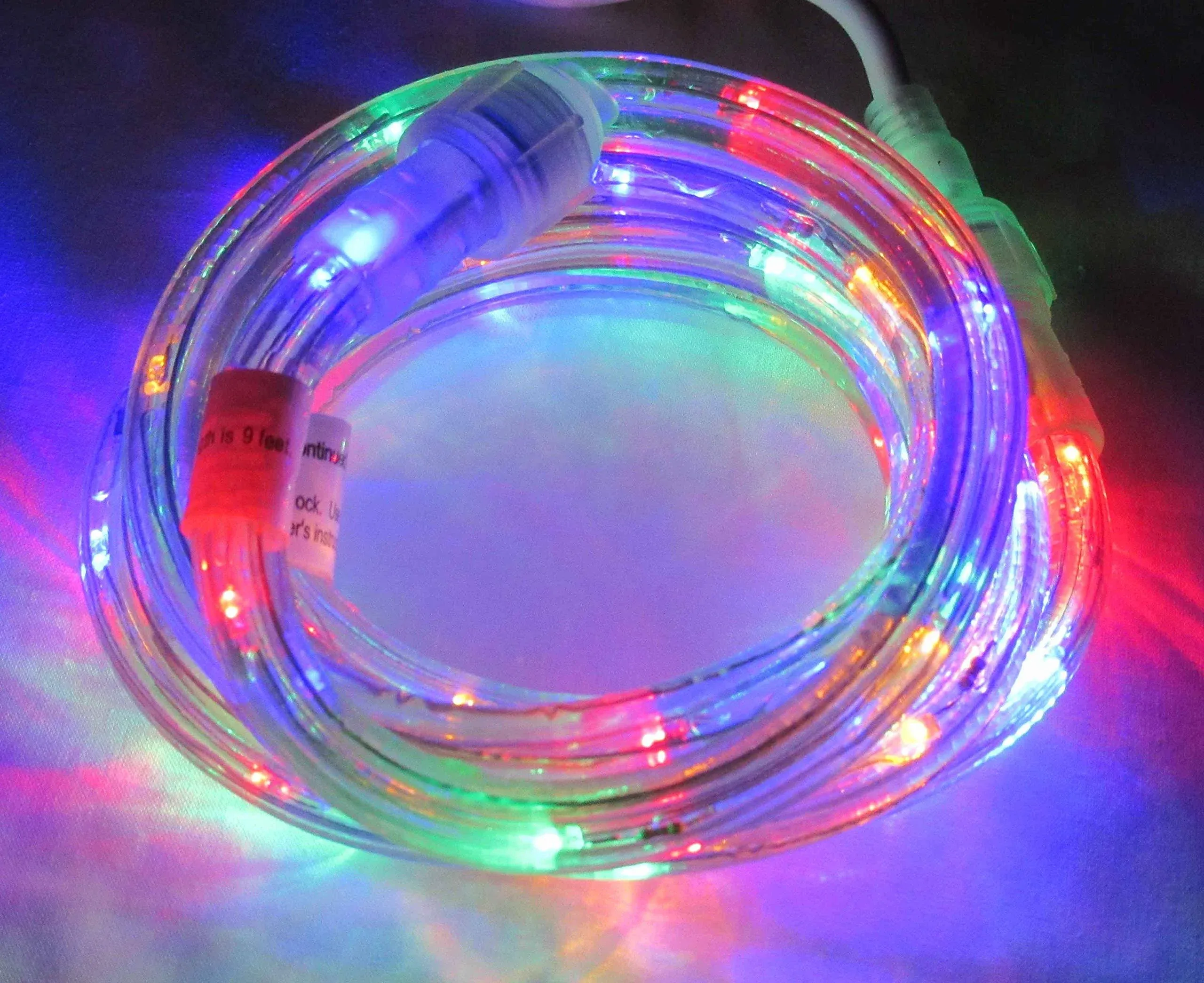 LED Rope Light 9Ft 120V 2-Wire 1/2&#034; Multi Color Red Blue Yellow Green Christmas