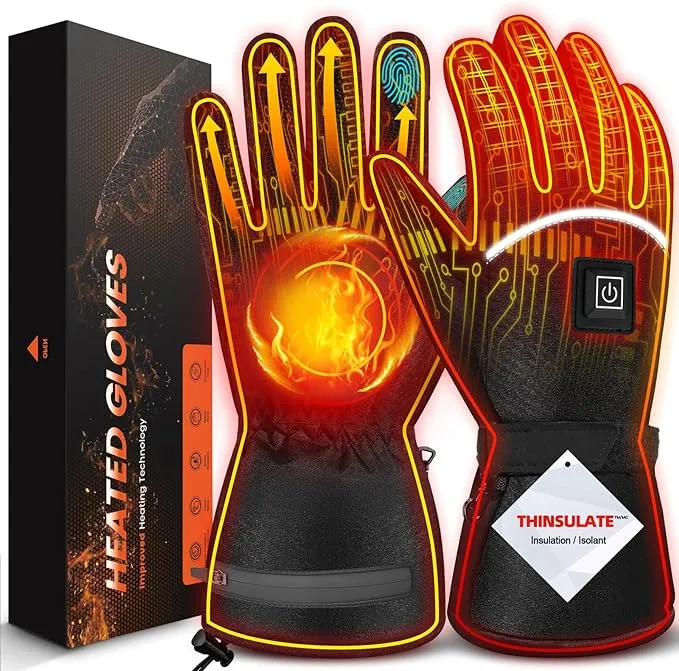 LYSHION Heated Gloves for Men Women, Rechargeable Electric Heated Glove ...