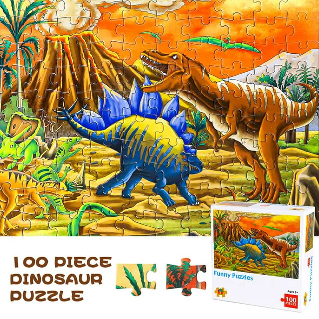 SUNNYPIG Dinosaur Jigsaw Puzzles for Kids Puzzles for 3 4 5 Year Olds Boy Toys Dinosaur Toys for Boys  100 Piece Jigsaw Puzzles for Children Kids Dinasour Gift for Boys Girls Age 3 4 Year Old