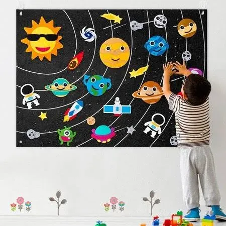 44pcs Outer Space Felt Story Board Set 3.5 ft Solar System Universe Storytelling ...