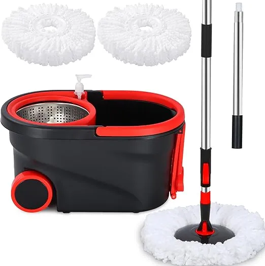 FozsKeylf Spin Mop & Bucket, Hands Free Mop and Bucket Floor Cleaning Set, Mop ...