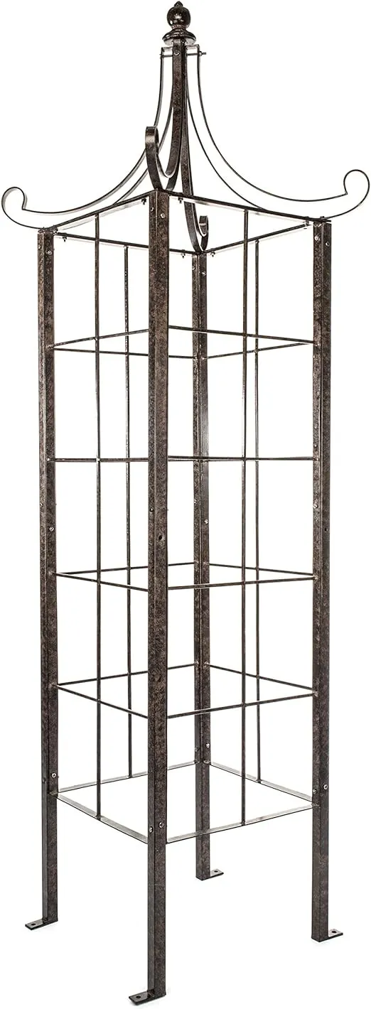 H Potter Trellis Wrought Iron Ornamental Large Garden Obelisk for Climbing Plants