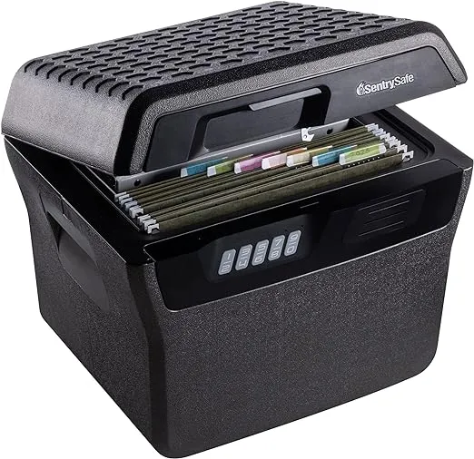 SentrySafe Charcoal Gray Waterproof and Fireproof Safe, Lock Box with Keypad for Documents and Hanging File Folders, Exterior: 14.1 x 16.6 x 13.8 Inches, FHW40300