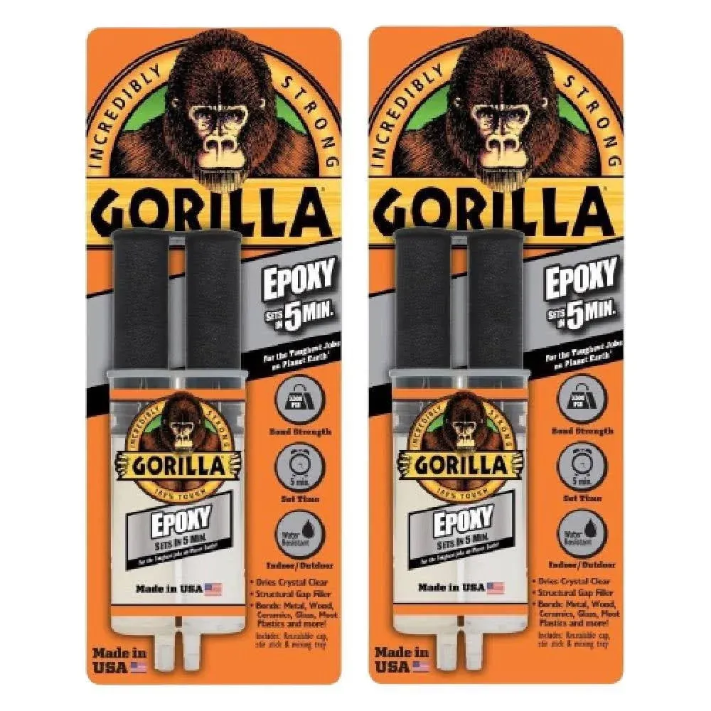 Gorilla Epoxy Glue Syringe Super Strong Bond Sets in 5 Minutes Gap Filling ...