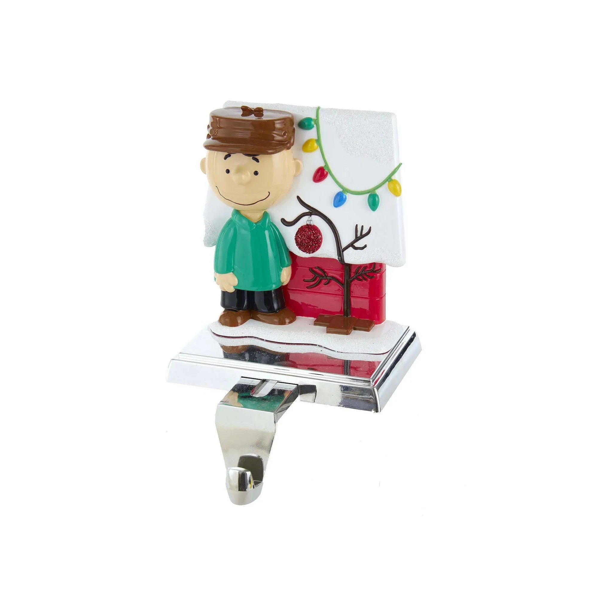 Peanuts PN5205 5 in. Peanuts Charlie Brown with Doghouse Stocking Holder