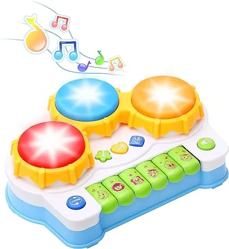 KingsDragon Musical Keyboard Piano Drum Set,Baby Drum Musical Toy with Music and ...