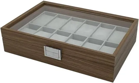 Watch Box Display Case Organizer for Men Women with Glass Top Storage Box