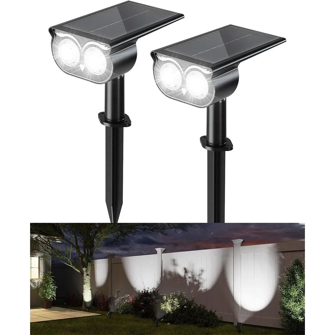 Solar Spot Lights Owl Face 3 Modes Bright LED Outside Landscape Lighting IP65 ...