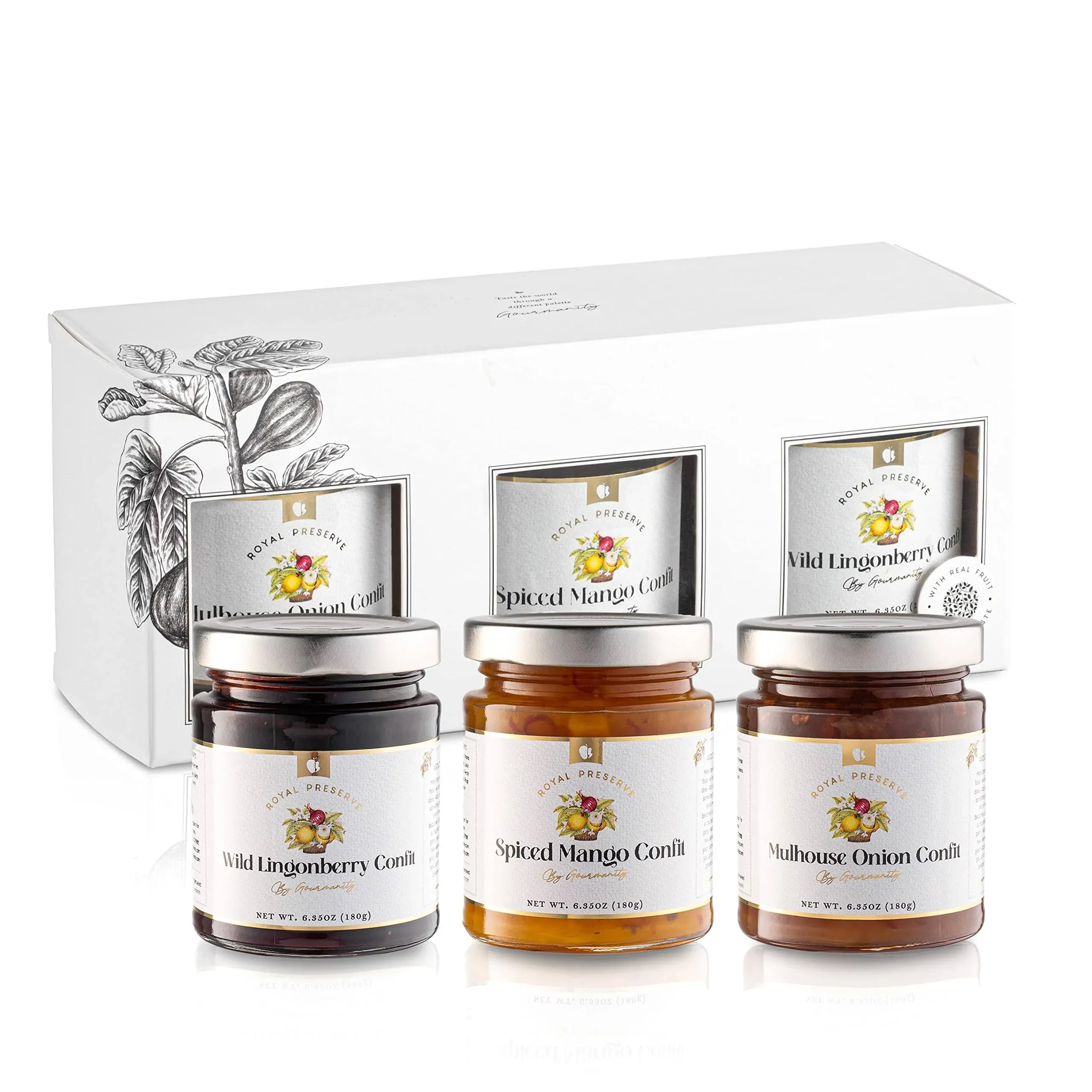 Gourmanity Royal Preserve Set of 3 Confit Gift Set, Confit, Jam & Jellies ...