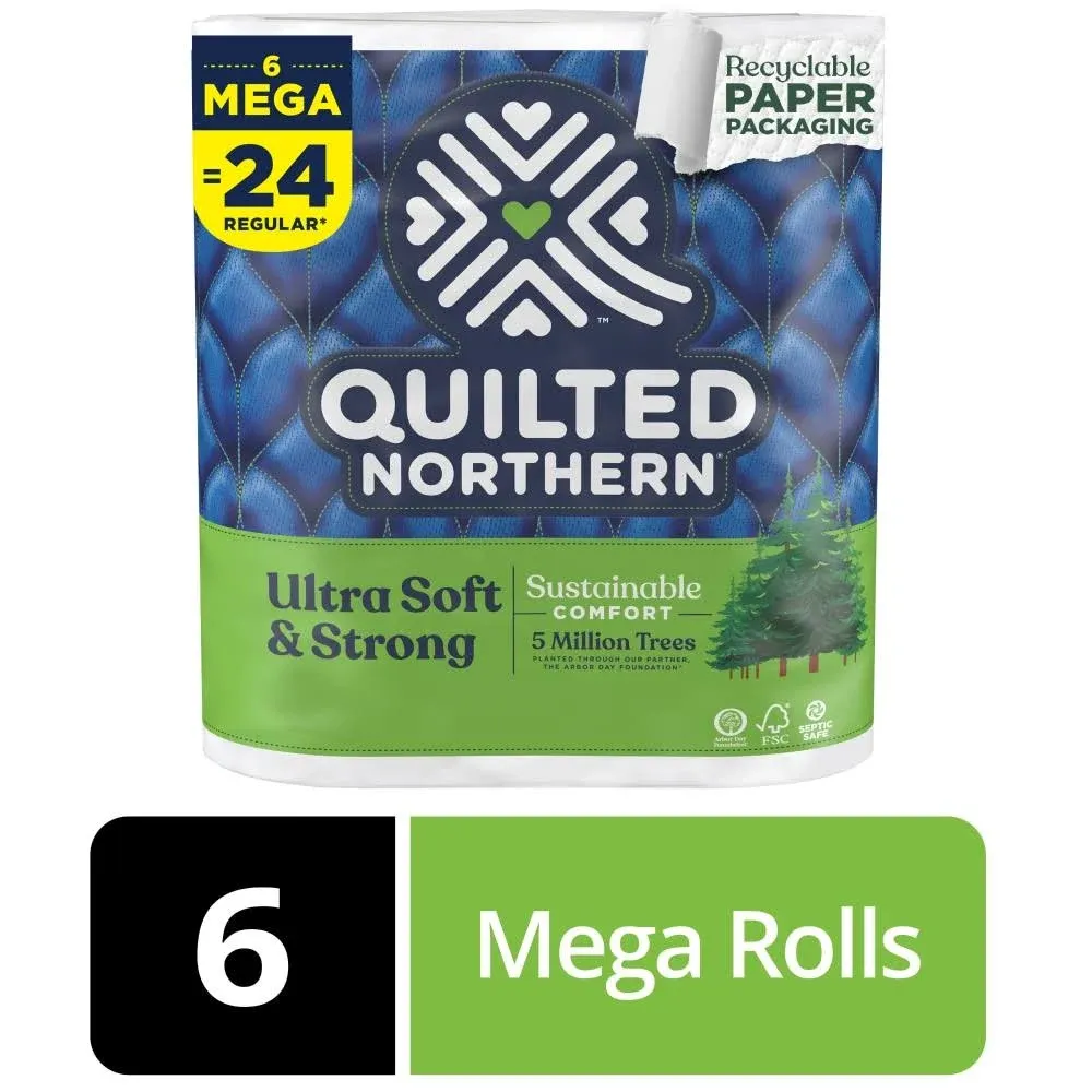 Quilted Northern Ultra Soft & Strong Toilet Paper 6 Mega Rolls. 2-Ply