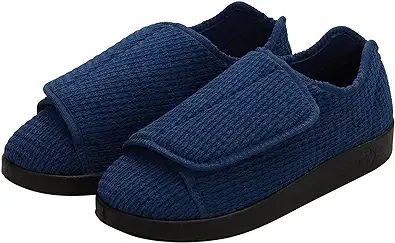 Silverts Men’s Double-Extra Wide Diabetic Slippers - Edema Shoes for Swollen Feet | Non-Slip Adaptive Slippers for Elderly