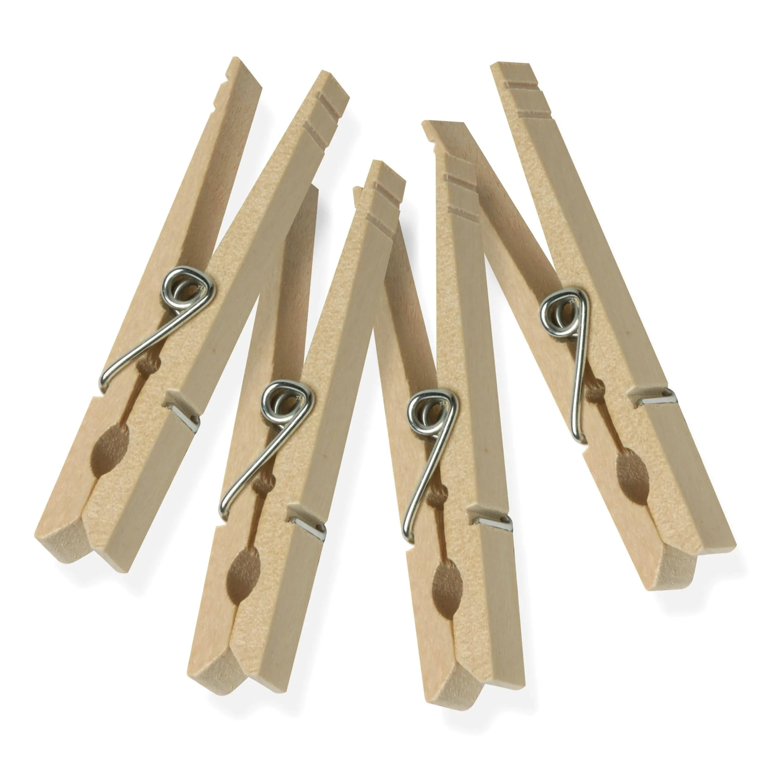 DRY-01374 Wood Clothespins with Spring, 24-Pack, 3.3-Inches Length,Brown