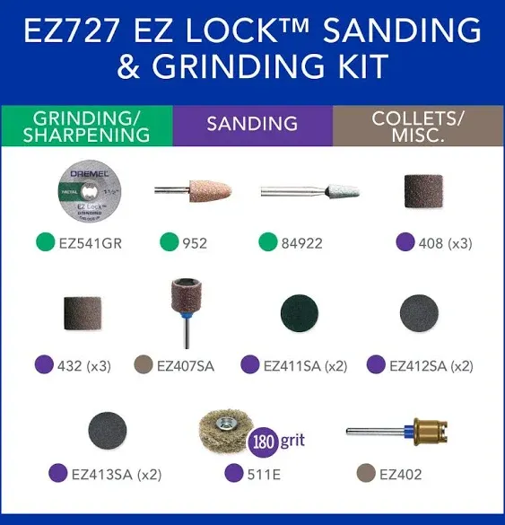 Dremel EZ Lock Sanding and Grinding Rotary Accessory Kit 18-Piece EZ727-01