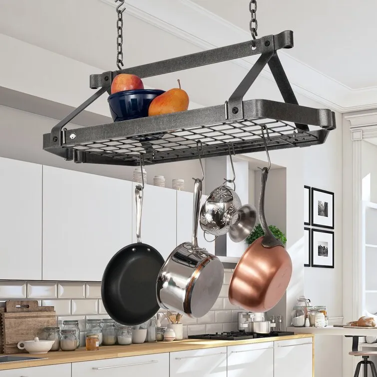 Premier Steel Handcrafted Rectangle Hanging Pot RackPremier Steel Handcrafted Rectangle Hanging Pot Rack