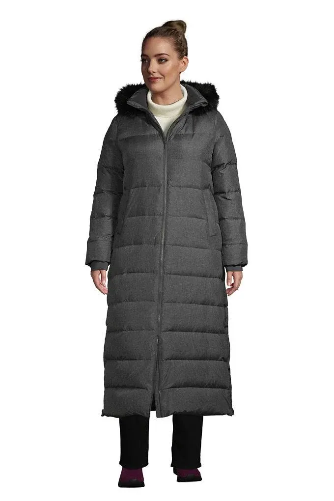 Lands' End Women's Plus Size Down Maxi Winter Coat - 2x - Dark Stone Heather