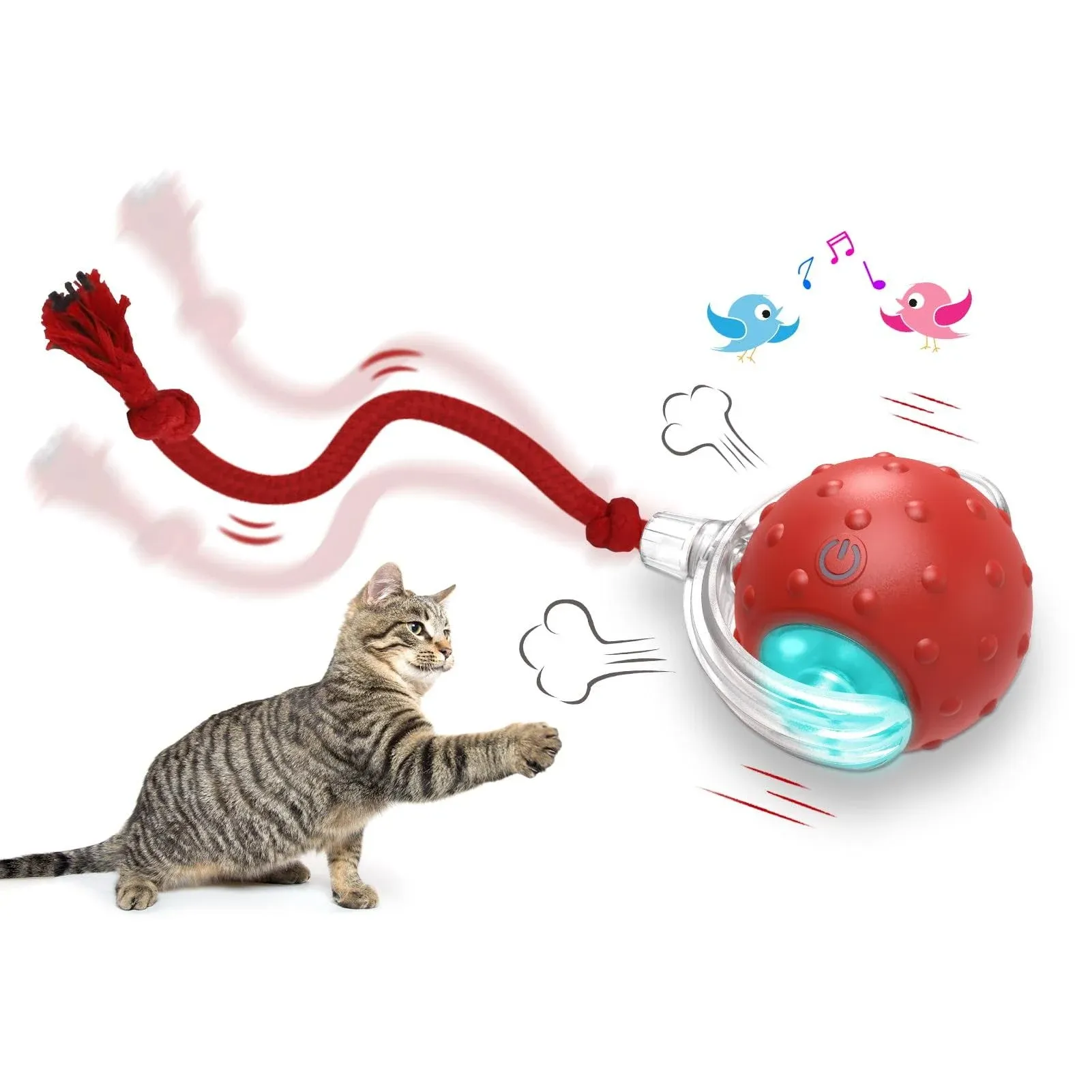 Motion-Activat<wbr/>ed Cat Toy Ball - Interactive Fun with Realistic Sounds and Lights