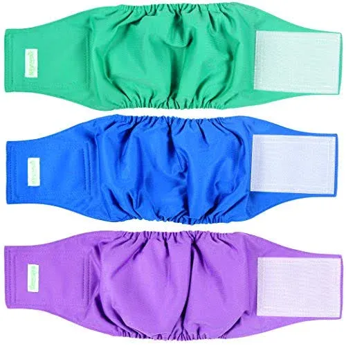 Wegreeco Washable Dog Diapers Pack of 3 (Blue,Green,Pu<wbr/>rple,X-Small)