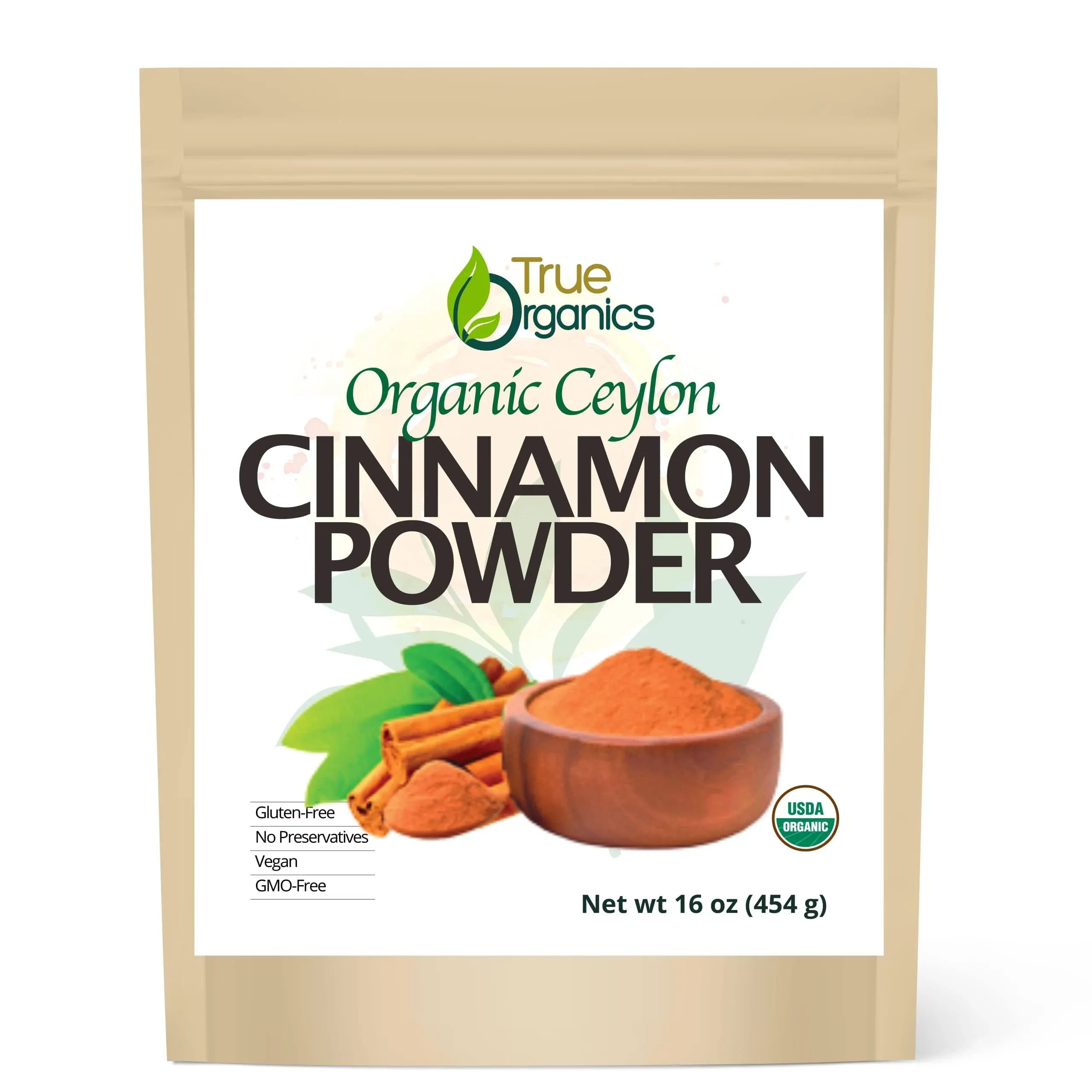 True Organic Ceylon Cinnamon Powder 1 Pound Bulk Bag Certified Organic USDA ...