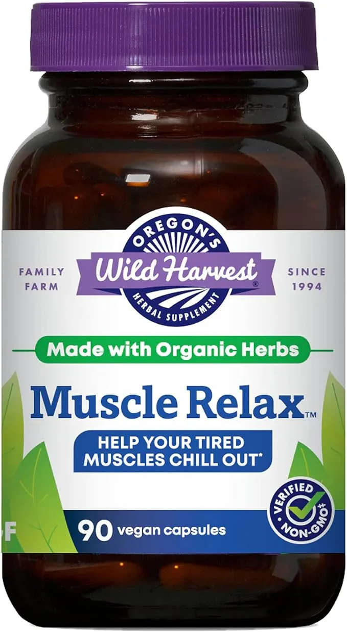 Oregon's Wild Harvest Muscle Relax Organic Herbal Supplement 90 Vegan Capsules