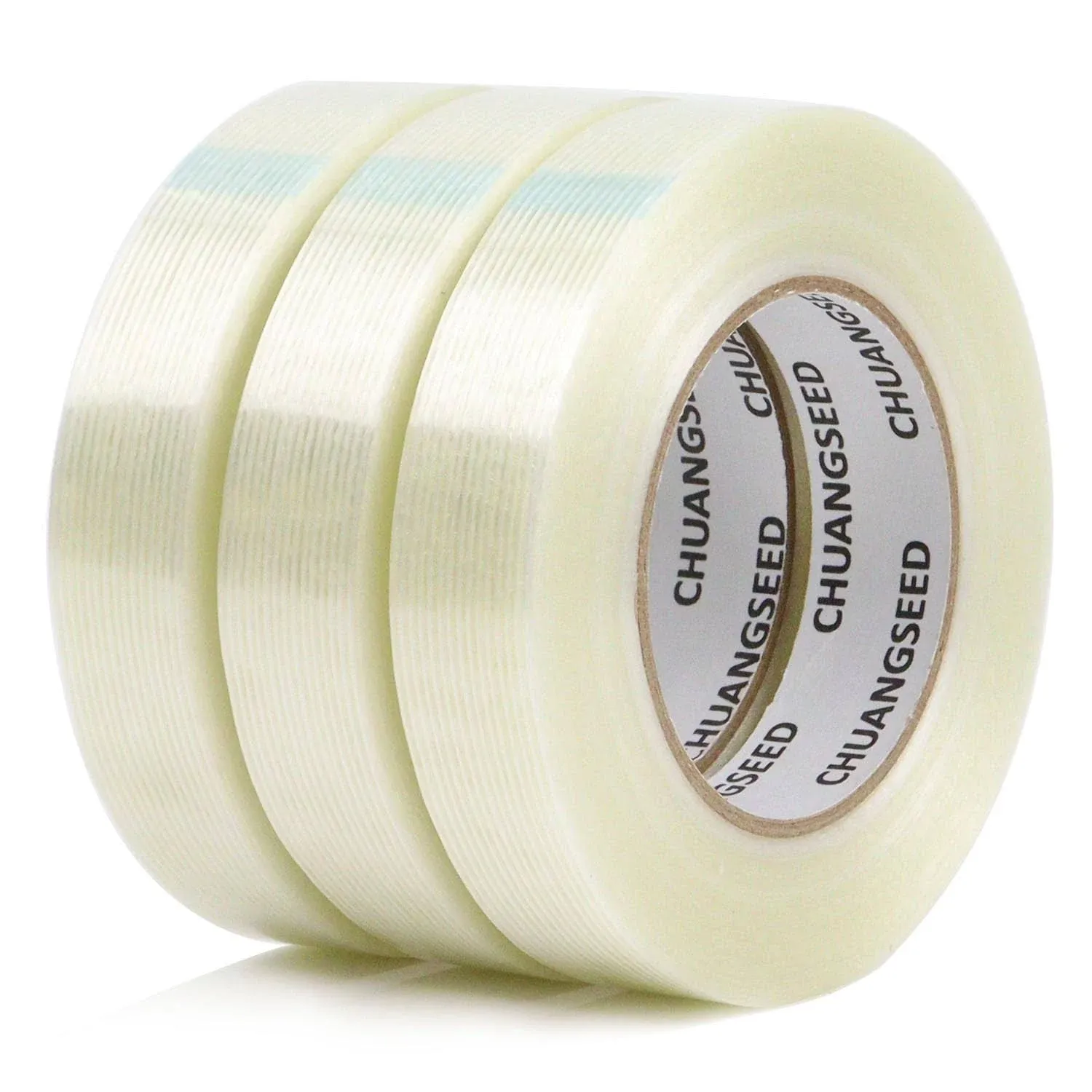 CHUANGSEED 3Pack Mono Filament Strapping Tape 6.2mil x 1inch x 60yds Commodity ...