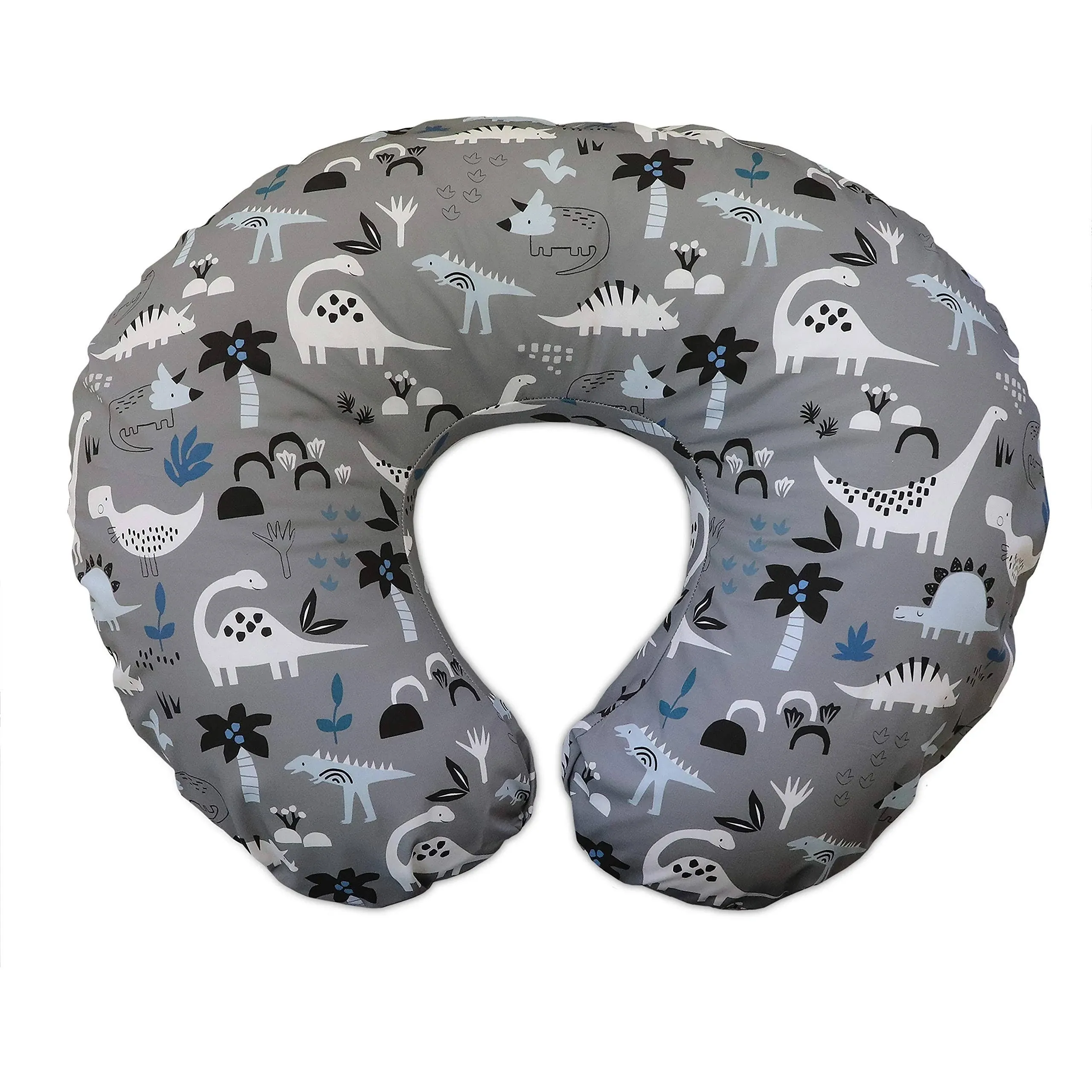 Boppy Nursing Pillow Original Support, Gray Dinosaurs, Ergonomic Nursing Essentials for Bottle and Breastfeeding, Firm Hypoallergenic Fiber Fill, with Removable Nursing Pillow Cover, Machine Washable