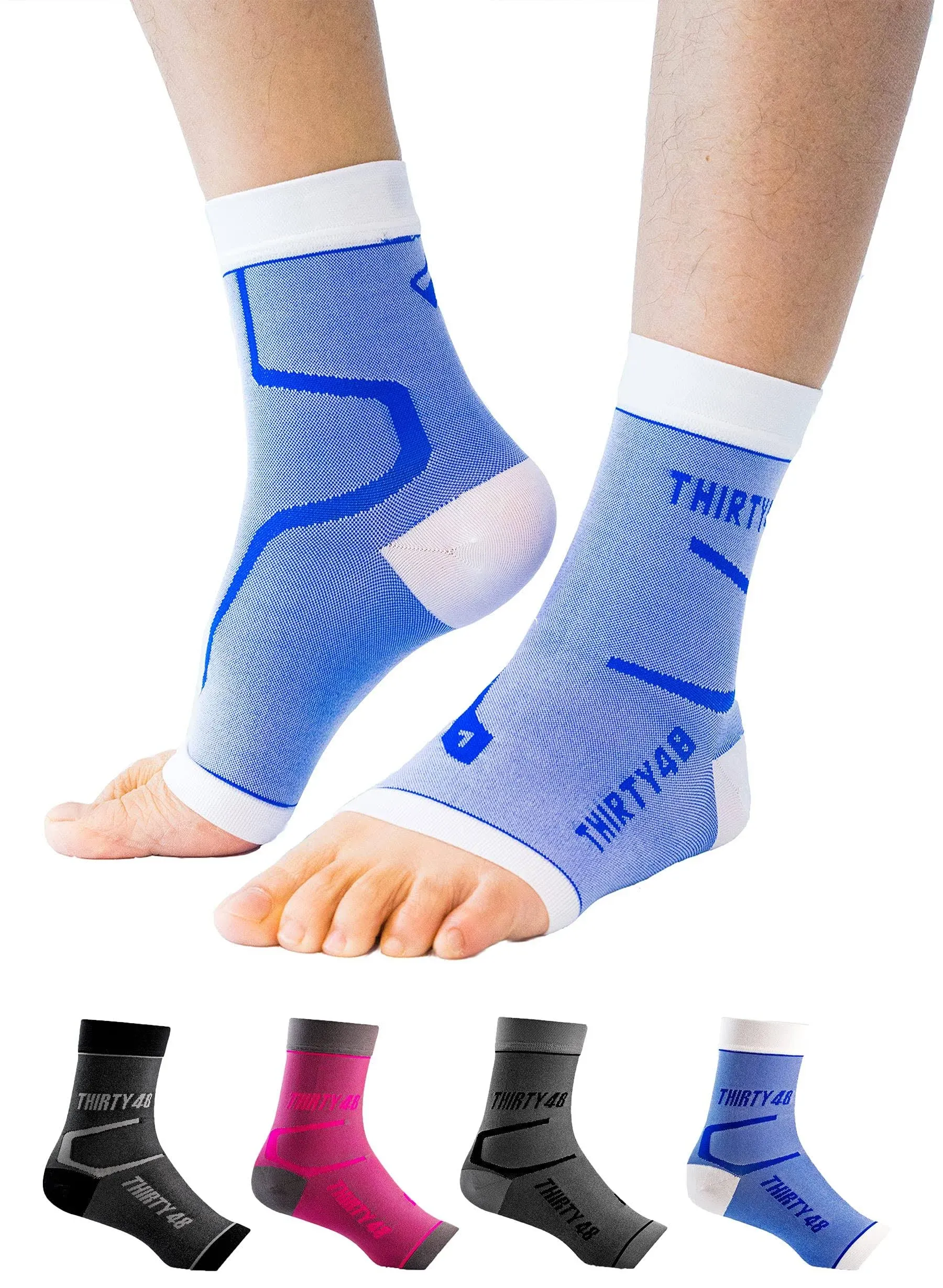 Thirty48 Plantar Fasciitis Socks, 20-30 mmHg Foot Compression Sleeves for Ankle/Heel Support, Increasing Blood Circulation, Relieving Arch Pain,