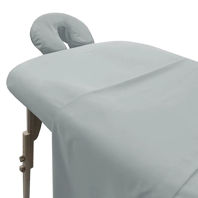 LONDON LINENS Soft Microfiber Massage Table Sheets Set 3 Piece Set - Includes Massage Table Cover, Massage Fitted Sheet, and Massage Face Rest Cover (Grey)