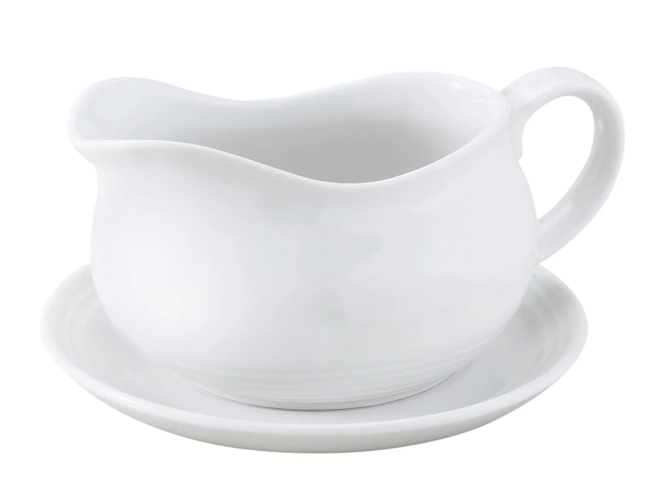 Hic Hotel Gravy Sauce Boat With Saucer Stand Fine White Porcelain 24ounces