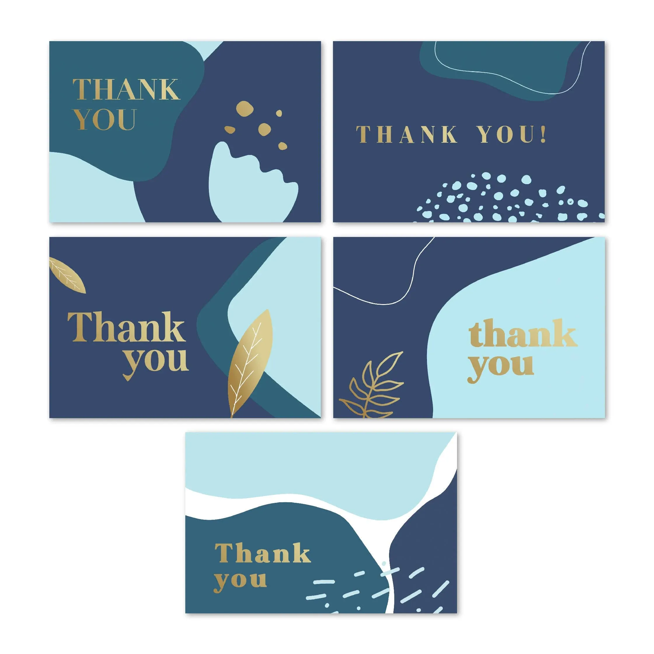 Rileys Thank You Cards with Envelopes | 50-Count, Gold Foil - Blank Note Cards, Thank You Notes, Blank Cards with Envelopes, Thank You Wish Cards, Wedding, Graduation, Baby Shower (Navy Blue)