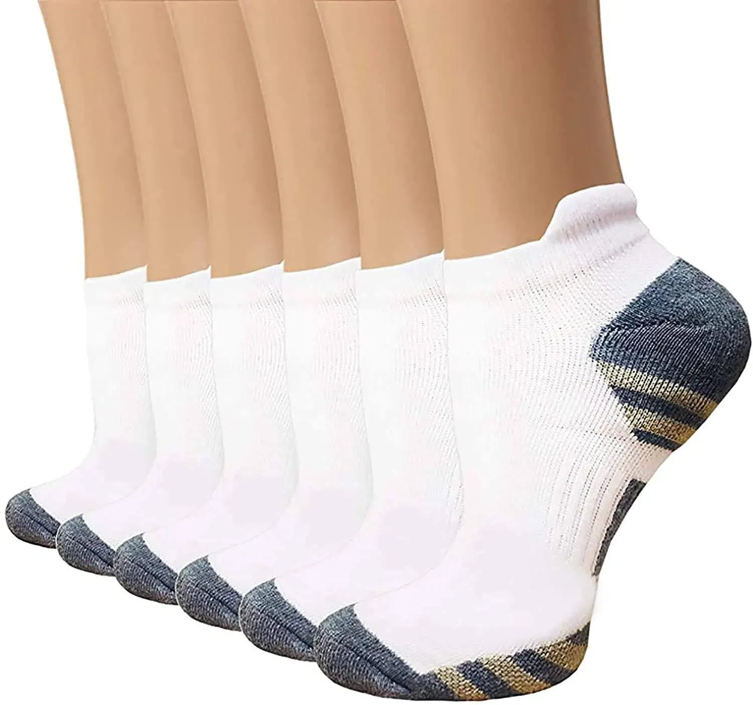 Copper Compression Socks Women and Men 6 Pairs - Circulation Arch Support Plantar Fasciitis Running Ankle Socks