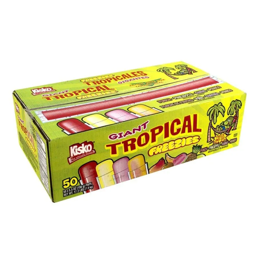 Kisko Giant Tropical Freezies 5.5 oz, 50 Count