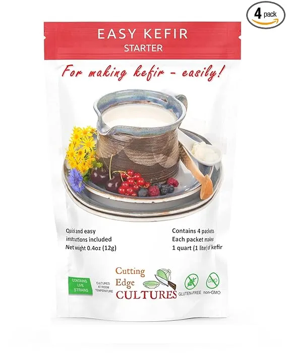 Cutting Edge Cultures Easy Kefir Starter Culture, 4 Pack, 20g