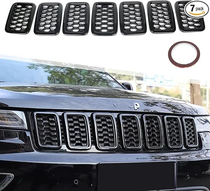 sportuli 7pcs Black Honeycomb Mesh Front Grill Inserts Kits Replace for 2017-2021 ...